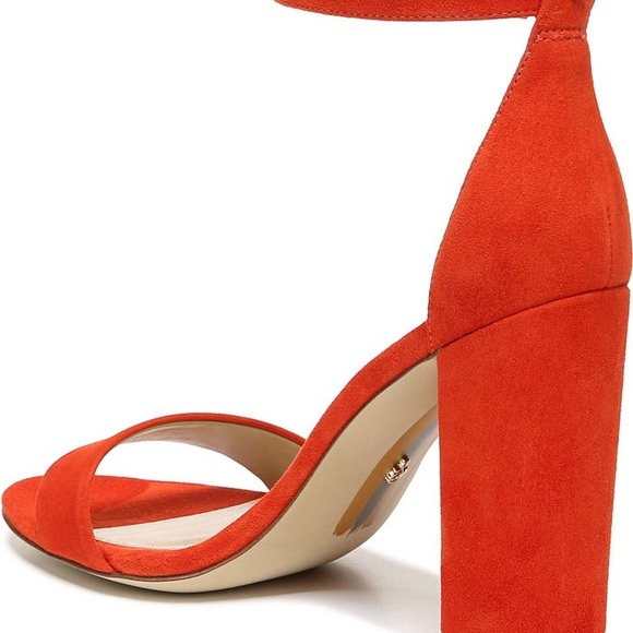 NWOB $130 Sam Edelman Yaro Suede Sandal Red/Orange - Picture 4 of 9